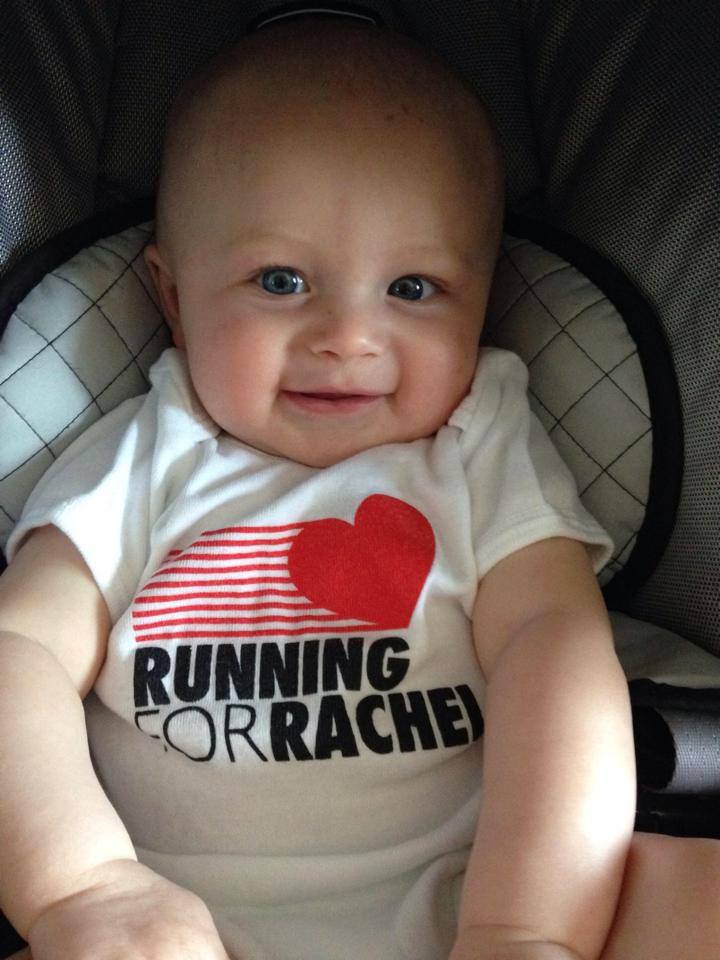 Baby Grant is all smiles Running for Rachel!